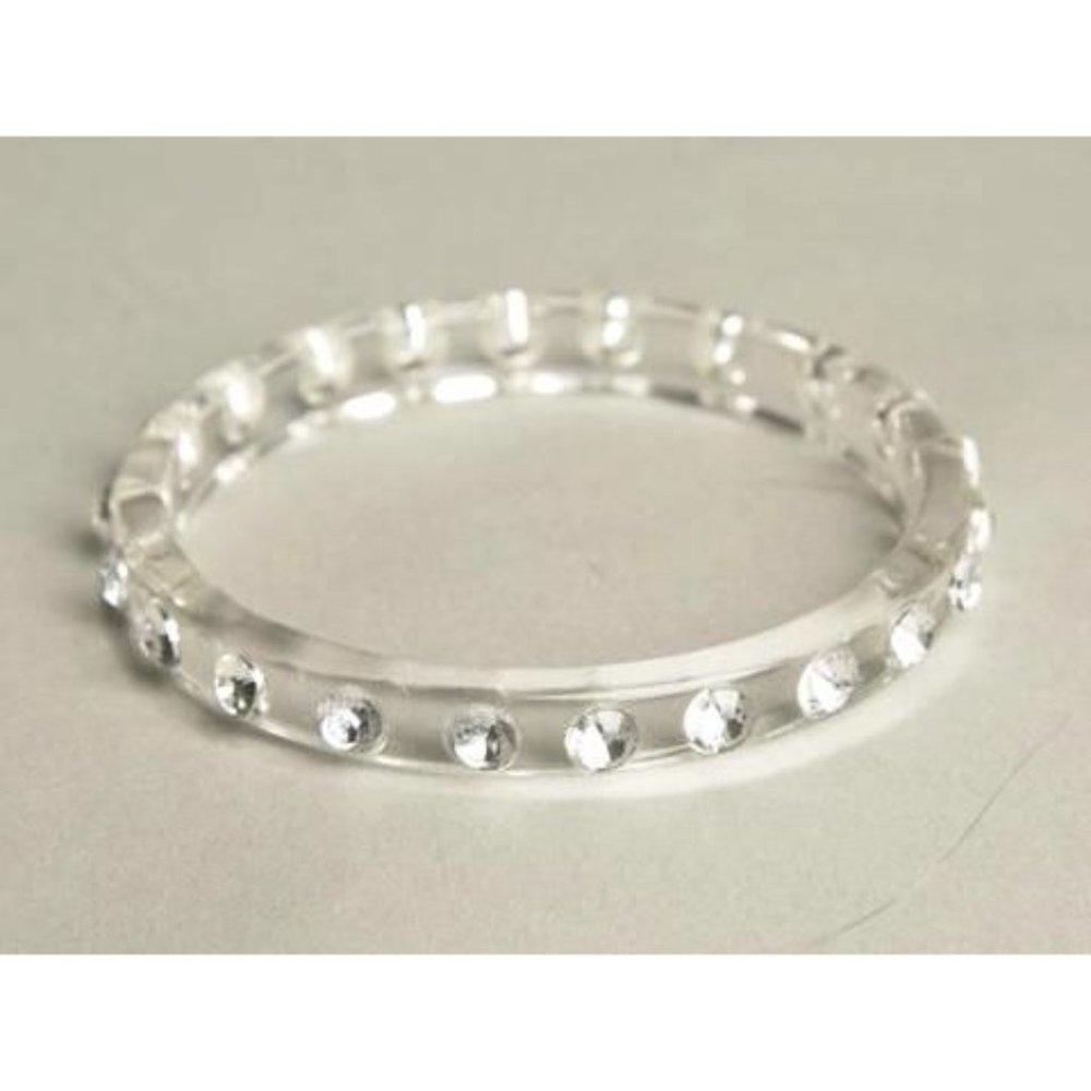 Translucent Lucite Bangle With Embedded Rhineston… - image 1